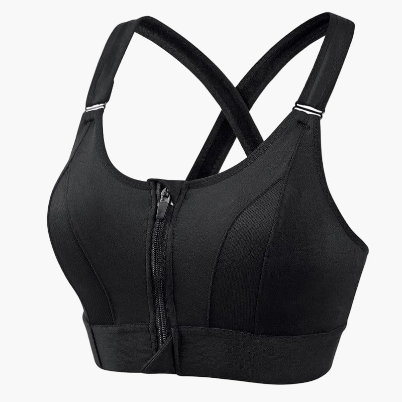 Damen Sport-BH mit Frontreißverschluss und Kreuzrücken – Starker Halt für Fitness, Yoga & Training