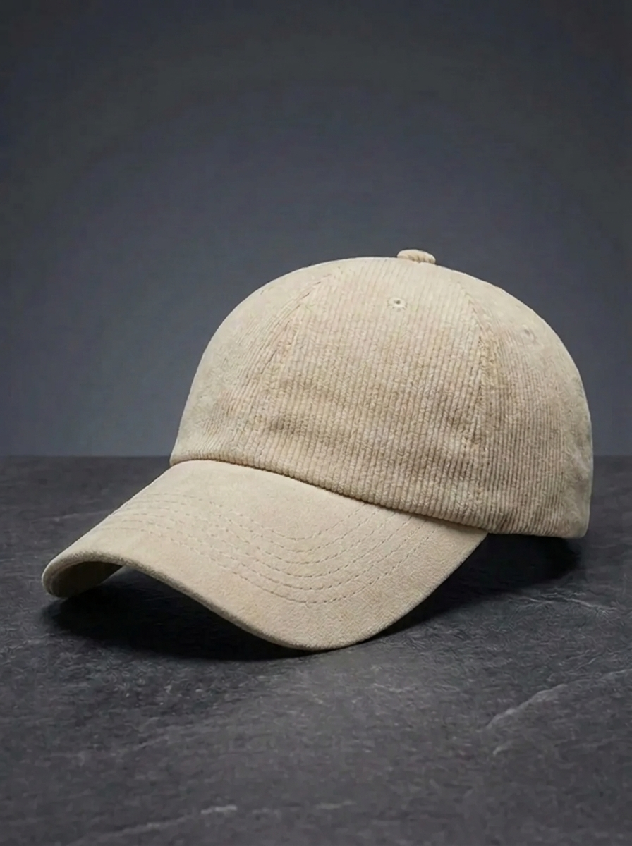Baseballpet van corduroy met verwassen look en opening voor paardenstaart