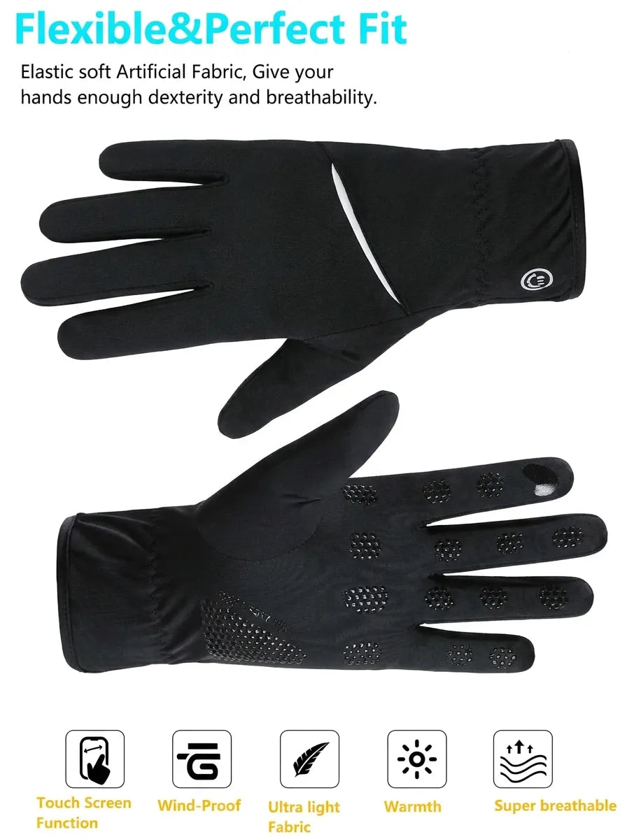 Unisex Handschuhe Schwarz mit Touchscreen-Funktion und rutschfestem Griff
