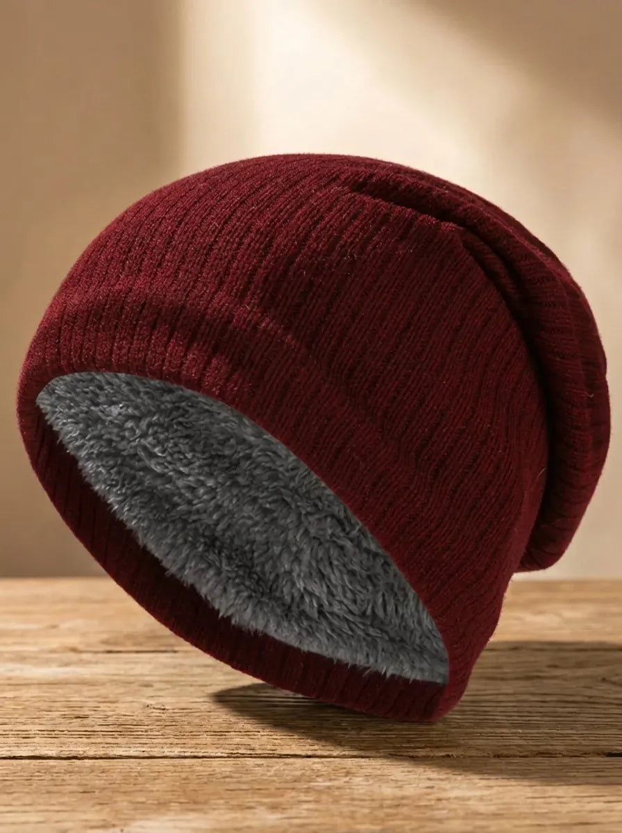 Gerippte Unisex Beanie Mütze mit weichem Innenfutter