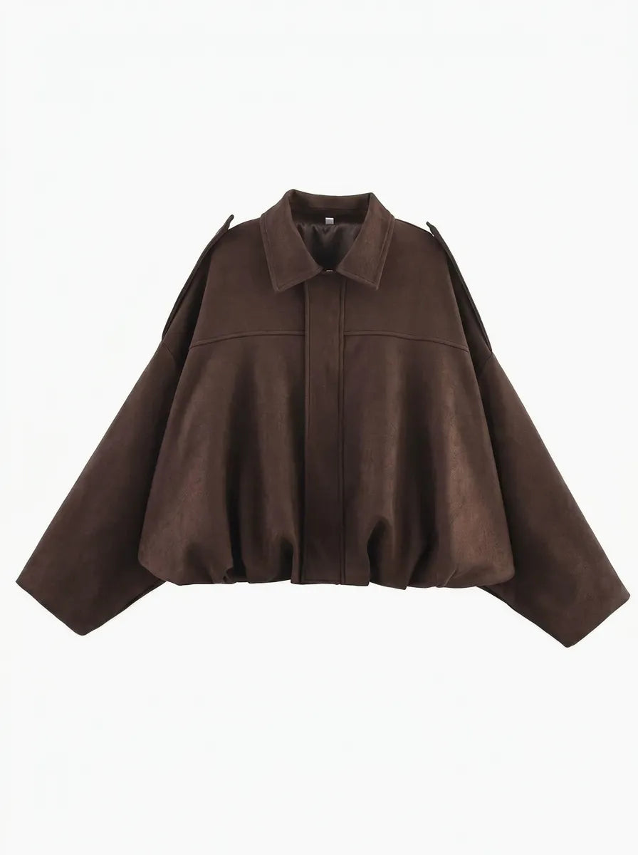 Damen Kurzjacke im Bomber-Stil mit Kragen und Schulterriegeln