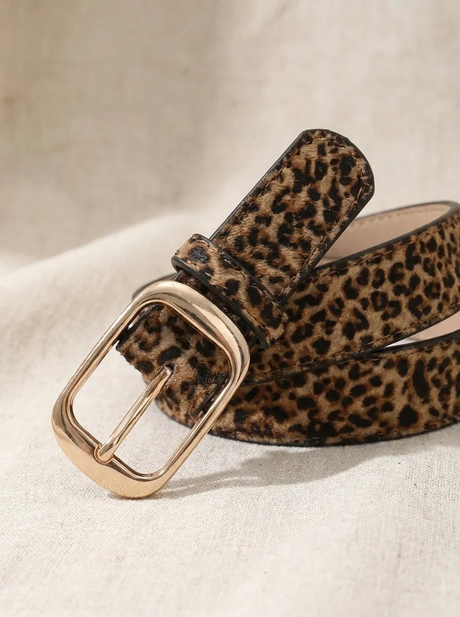 Damen Leopardengürtel mit goldener Schnalle