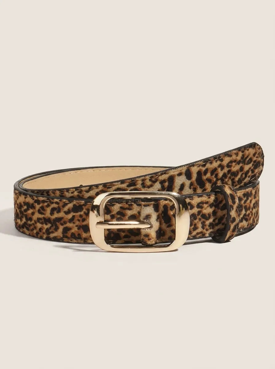 Damen Leopardengürtel mit goldener Schnalle