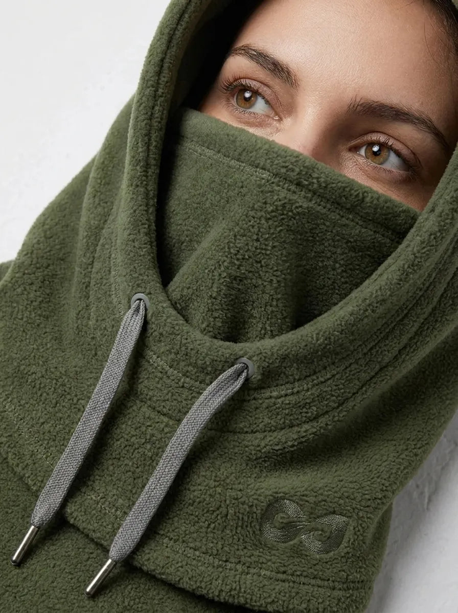 Fleece Sturmhaube Balaclava Kapuze Winddicht Wärmend Olivgrün