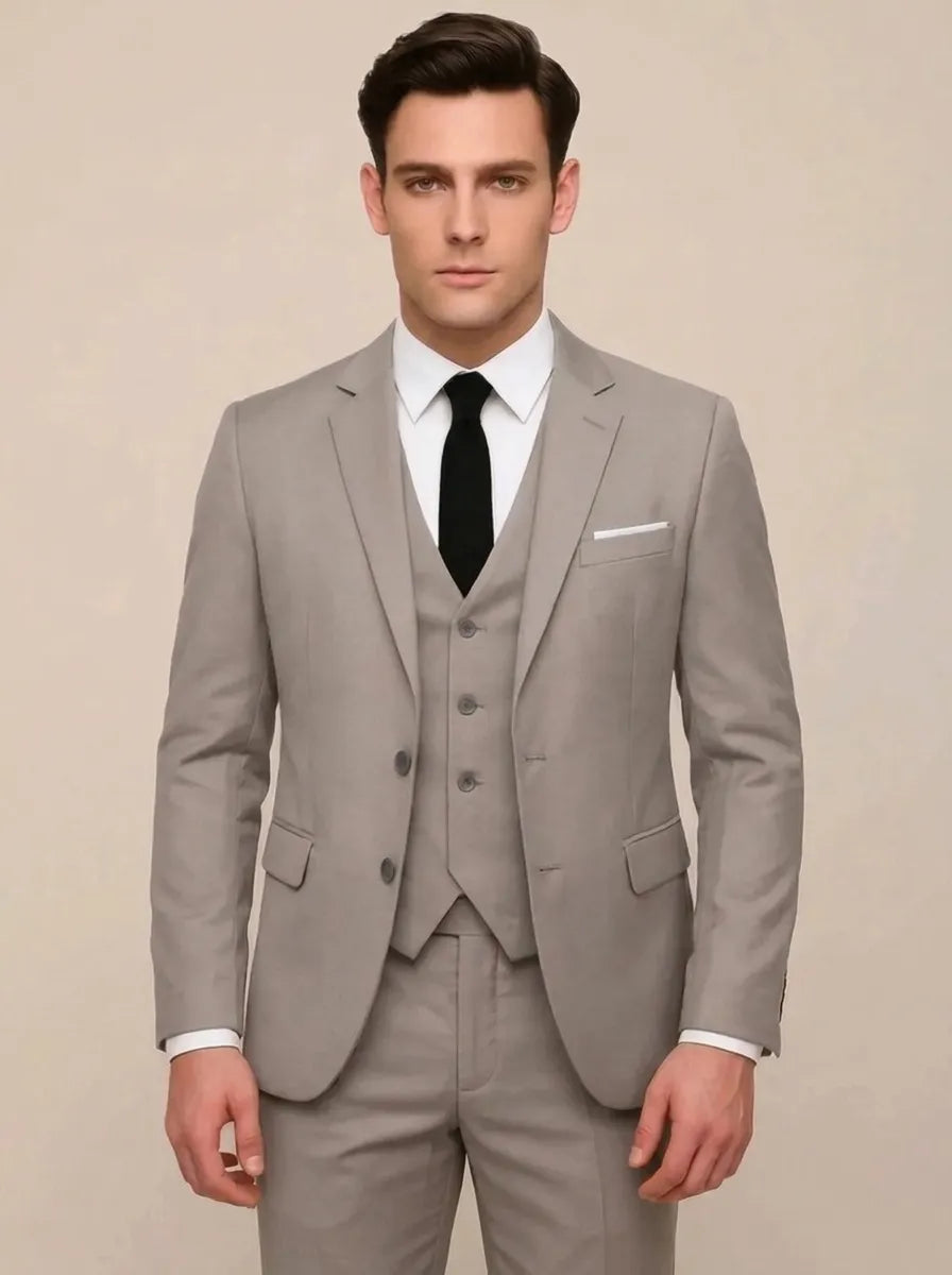 Driedelig herenpak met slim fit colbert, vest en broek