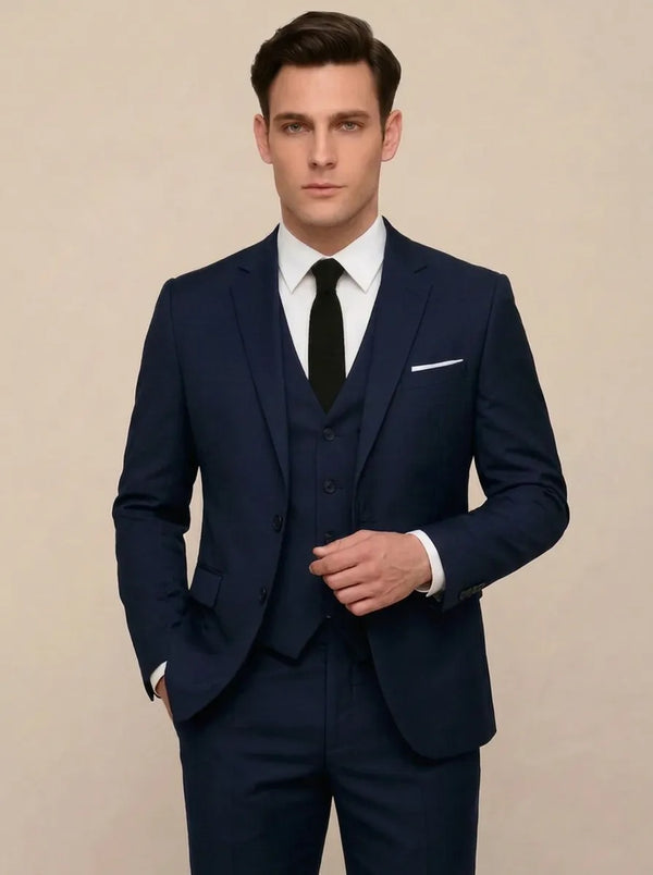 Driedelig herenpak met slim fit colbert, vest en broek