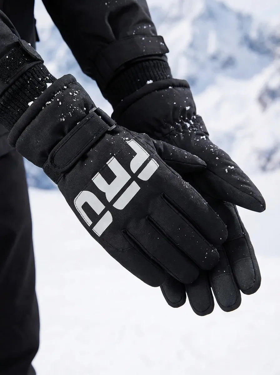 Winterhandschuhe Skihandschuhe Schwarz Weiß 3-Finger oder 5-Finger mit "PRO"-Schriftzug