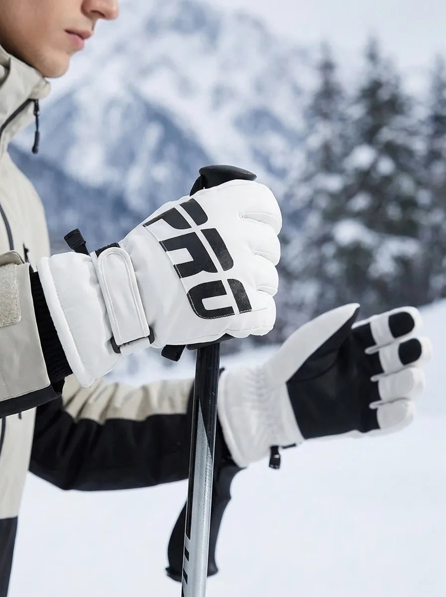 Winterhandschuhe Skihandschuhe Schwarz Weiß 3-Finger oder 5-Finger mit "PRO"-Schriftzug