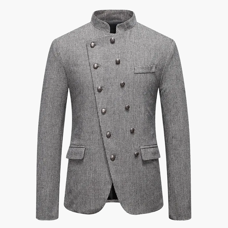 Herren Modernes Stehkragen Sakko – Eleganter Doppelreihiger Blazer für Business & Events