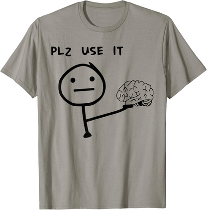 Herren Fun T-Shirt mit Meme Print – Lustiges Statement "PLZ USE IT" – Casual Streetwear