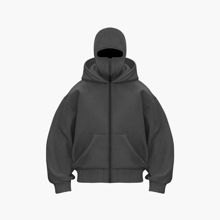 Herren Urban Tech Vollmasken-Hoodie – Streetwear mit Reißverschluss und Kapuze