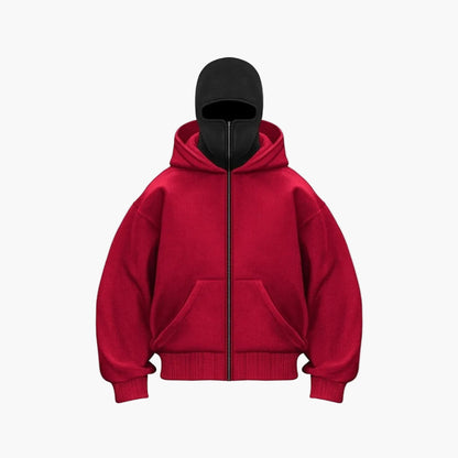 Herren Urban Tech Vollmasken-Hoodie – Streetwear mit Reißverschluss und Kapuze