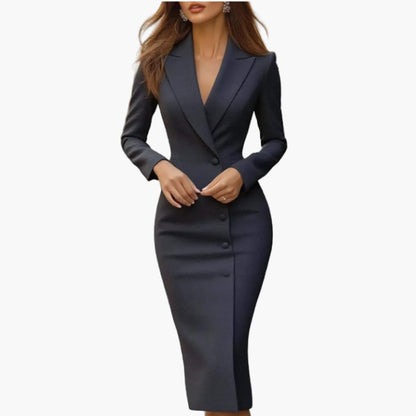 Damen Elegantes Business Midikleid mit Tailliertem Schnitt – Stilvolle Büro- und Anlassmode