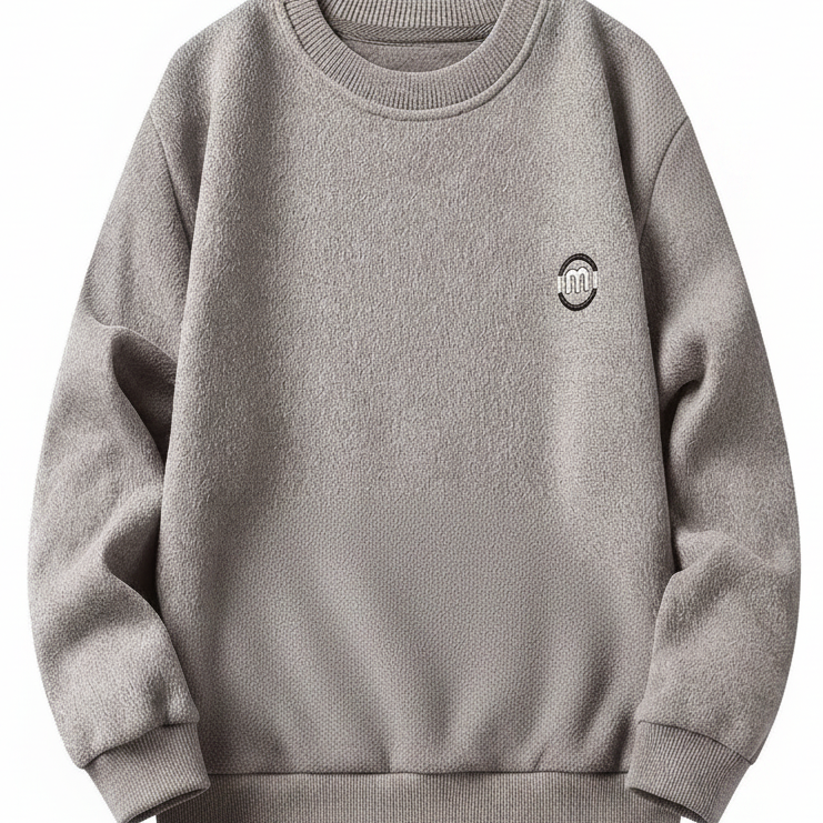 Unisex Winter Sweatshirt warm gefüttert Rundhals Grau Schwarz Khaki