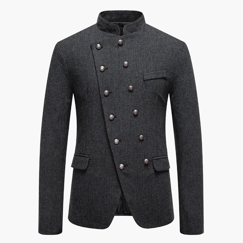 Herren Modernes Stehkragen Sakko – Eleganter Doppelreihiger Blazer für Business & Events