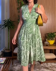 Damen Ärmelloses Midi-Kleid mit V-Ausschnitt und floralem Muster