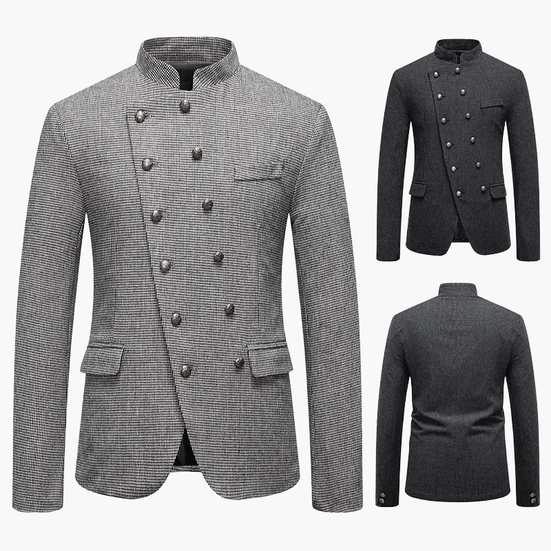 Herren Modernes Stehkragen Sakko – Eleganter Doppelreihiger Blazer für Business & Events