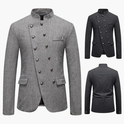 Herren Modernes Stehkragen Sakko – Eleganter Doppelreihiger Blazer für Business & Events