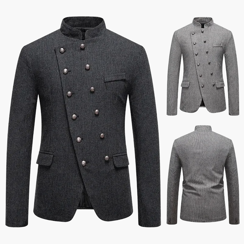 Herren Modernes Stehkragen Sakko – Eleganter Doppelreihiger Blazer für Business & Events