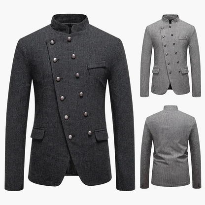 Herren Modernes Stehkragen Sakko – Eleganter Doppelreihiger Blazer für Business & Events