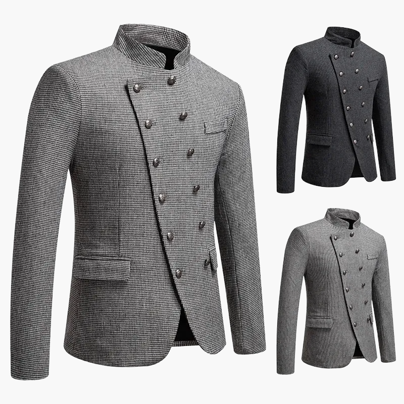 Herren Modernes Stehkragen Sakko – Eleganter Doppelreihiger Blazer für Business & Events