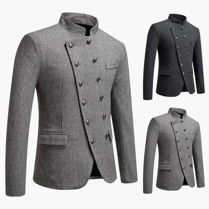 Herren Modernes Stehkragen Sakko – Eleganter Doppelreihiger Blazer für Business & Events