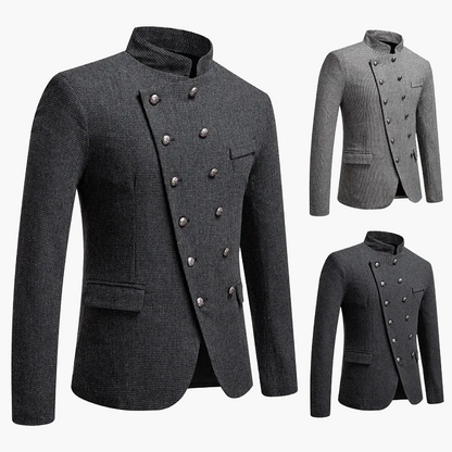 Herren Modernes Stehkragen Sakko – Eleganter Doppelreihiger Blazer für Business & Events