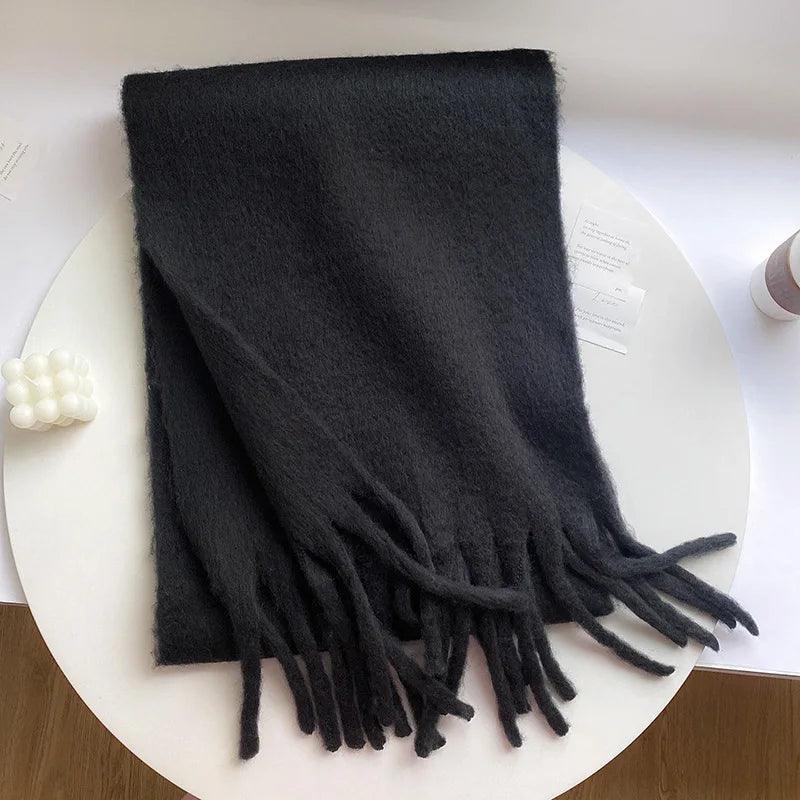Weicher Winterschal mit Fransen Uni Farbe