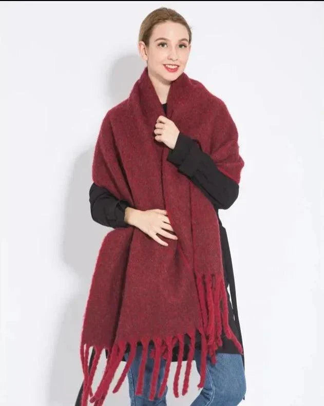Weicher Winterschal mit Fransen Uni Farbe