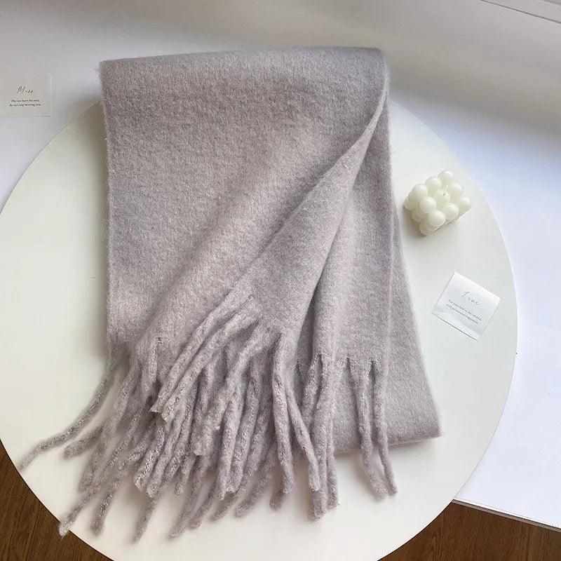 Weicher Winterschal mit Fransen Uni Farbe