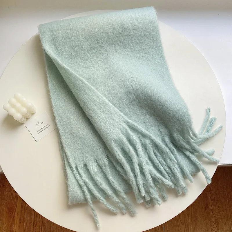Weicher Winterschal mit Fransen Uni Farbe