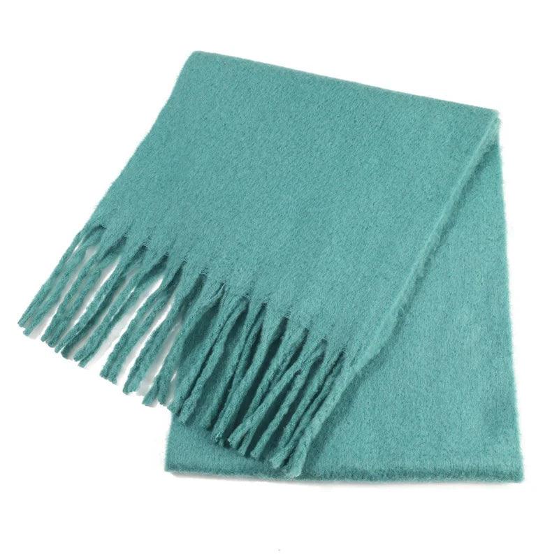 Weicher Winterschal mit Fransen Uni Farbe