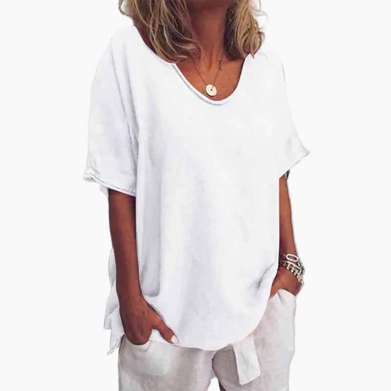 Damen Sommer Oversize Bluse – Lockeres Freizeitshirt mit V-Ausschnitt, Kurzarm, Ideal für Alltag & Urlaub