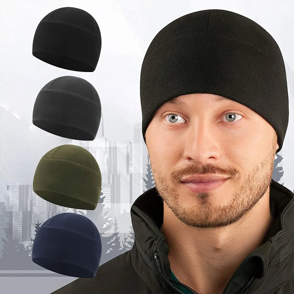 Fleecemuts, unisex, warme wintermuts, zwart