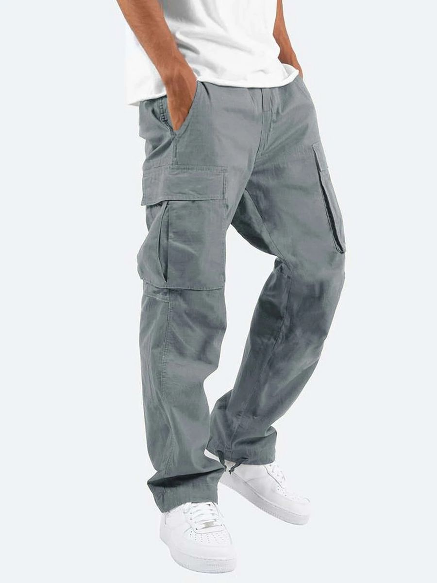 Unisex Cargo-Hose mit mehreren Taschen, bequeme Freizeithose, weites Bein