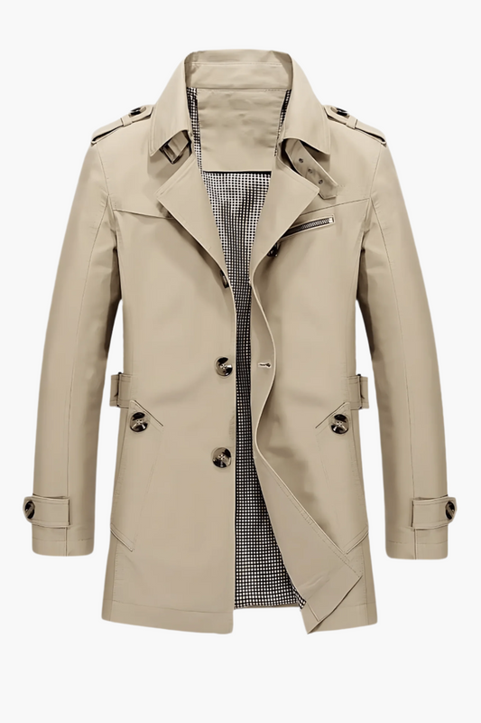 Herren Trenchcoat mit Reverskragen – Klassischer Mantel für Business und Freizeit