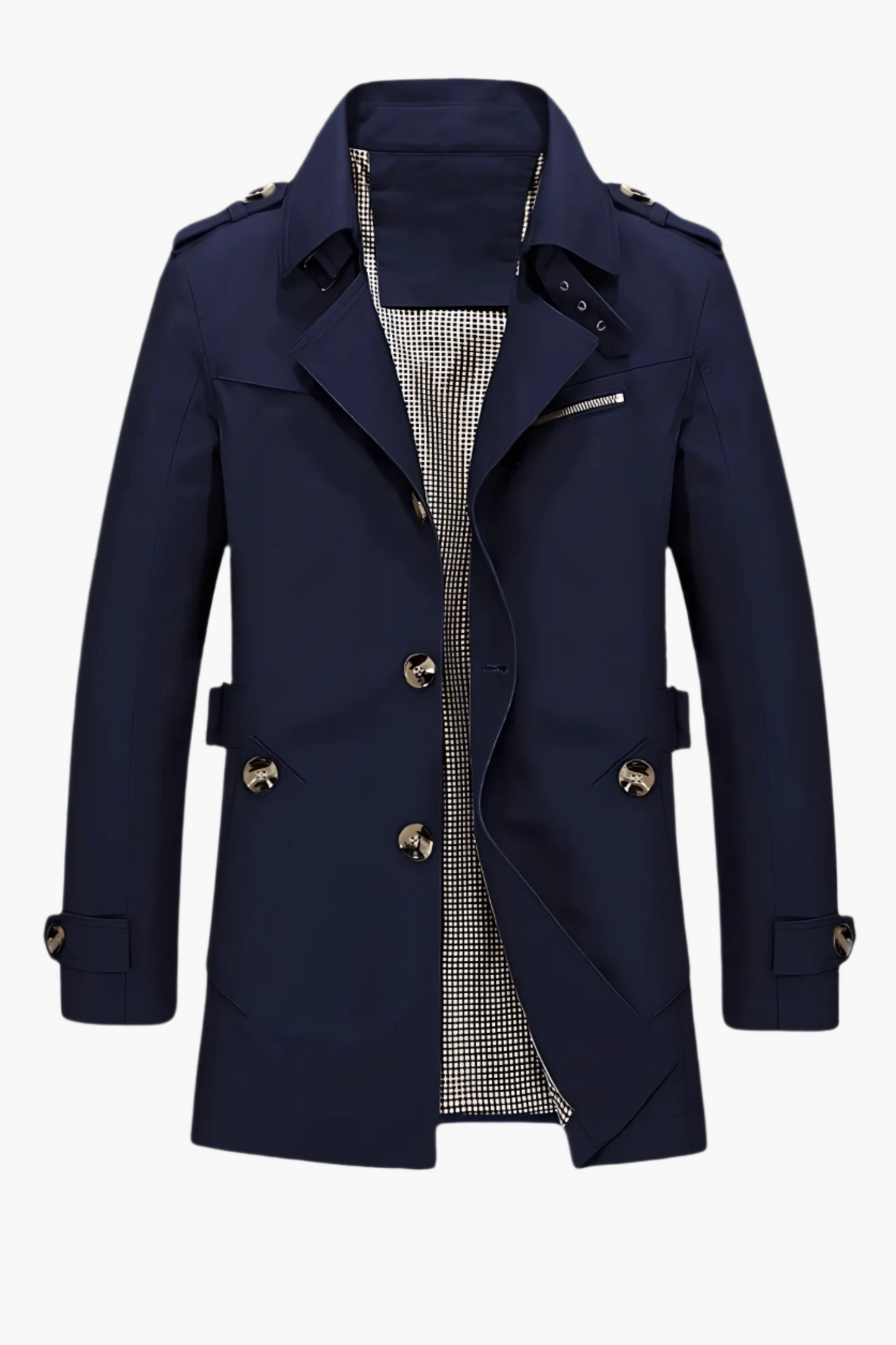 Herren Trenchcoat mit Reverskragen – Klassischer Mantel für Business und Freizeit