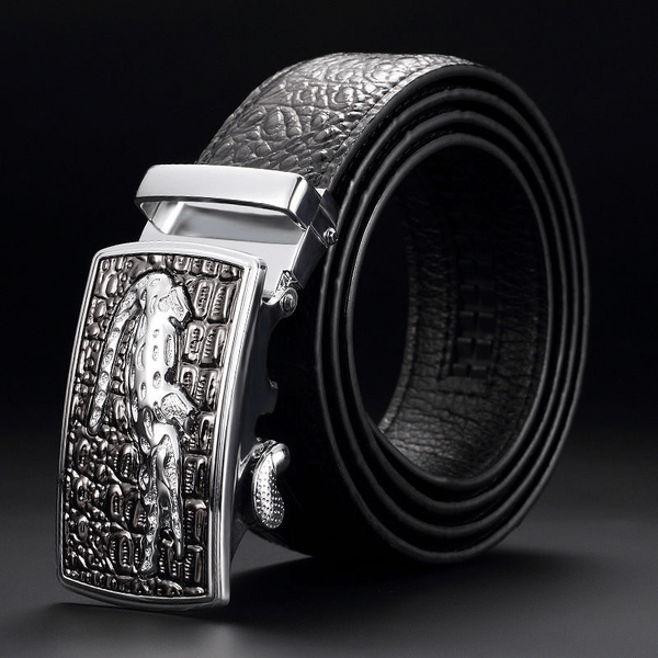 Riem met automatische gesp en jaguardesign, krokodillenprint