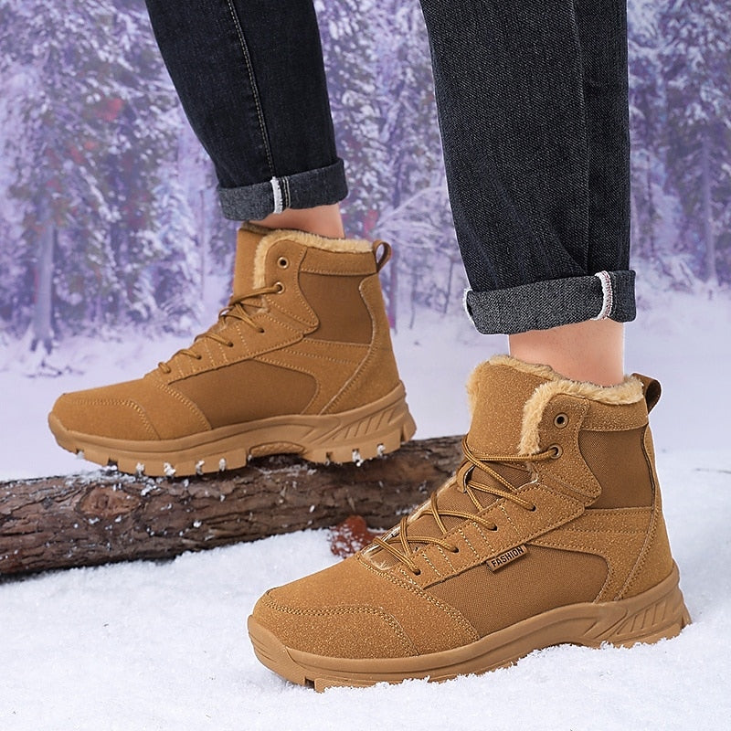 Uniseks winterlaarzen, gevoerd, outdoor schoenen met profielzool en vetersluiting