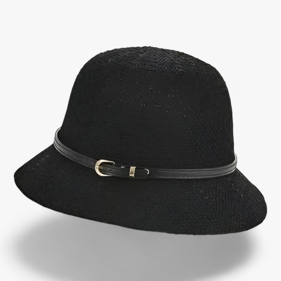 Sonnenhut im Glockenstil für Damen, aus geflochtenem Material mit Schnalle