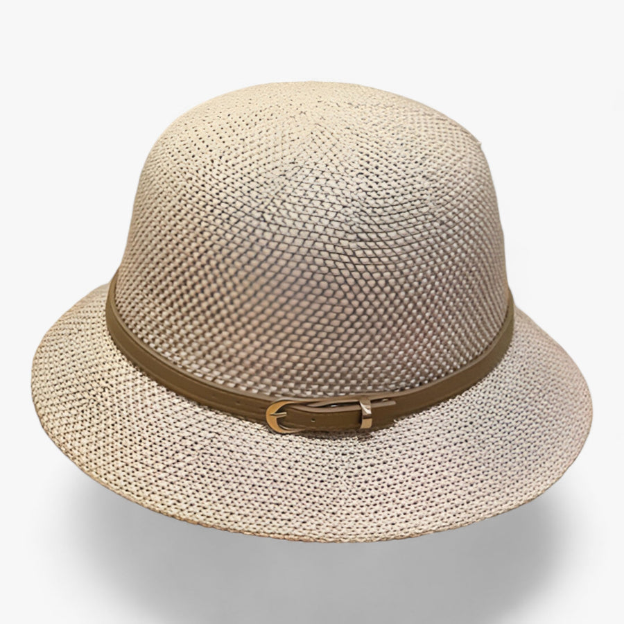 Sonnenhut im Glockenstil für Damen, aus geflochtenem Material mit Schnalle