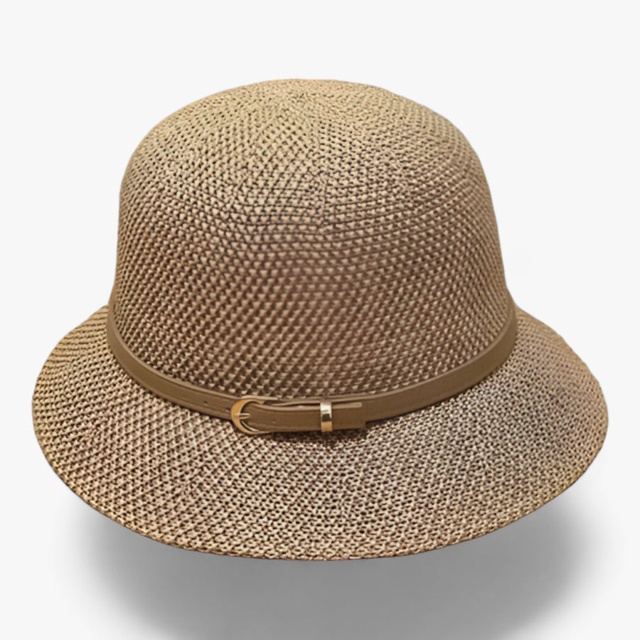 Sonnenhut im Glockenstil für Damen, aus geflochtenem Material mit Schnalle
