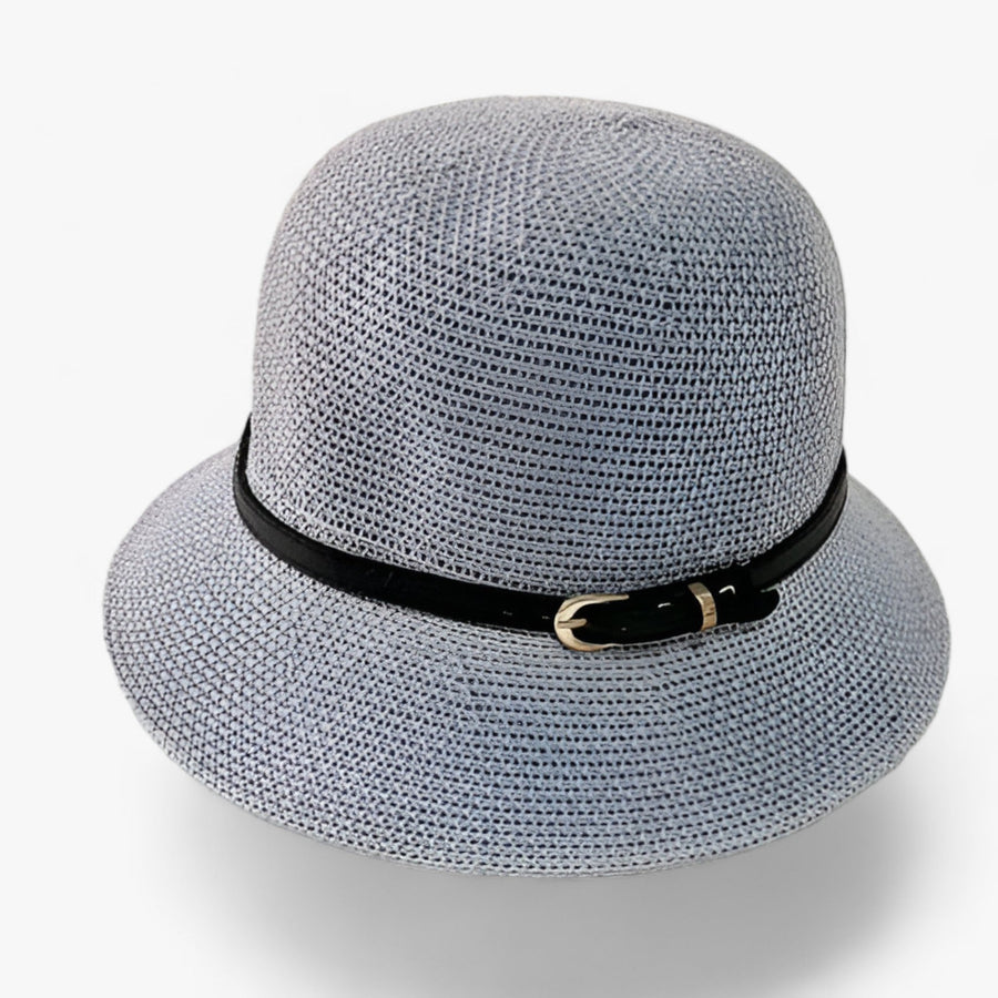 Sonnenhut im Glockenstil für Damen, aus geflochtenem Material mit Schnalle