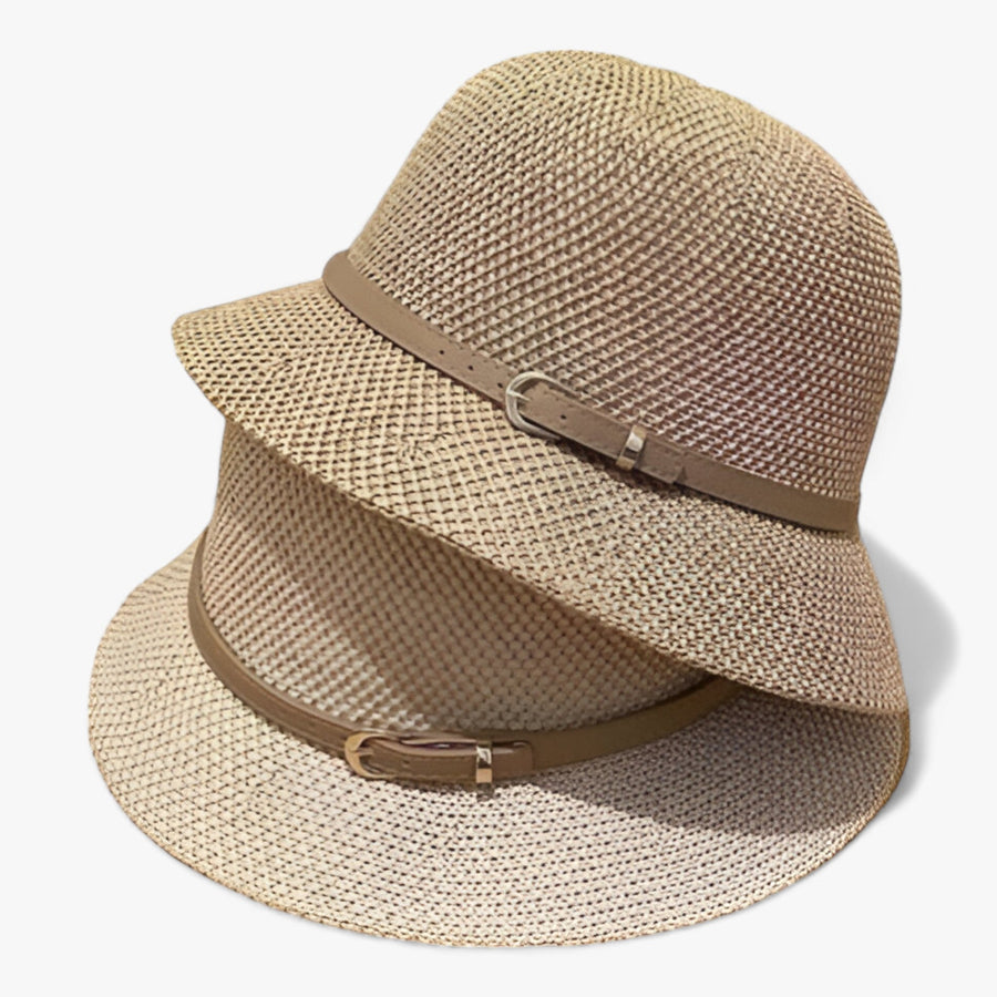Sonnenhut im Glockenstil für Damen, aus geflochtenem Material mit Schnalle