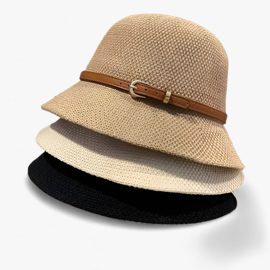 Sonnenhut im Glockenstil für Damen, aus geflochtenem Material mit Schnalle