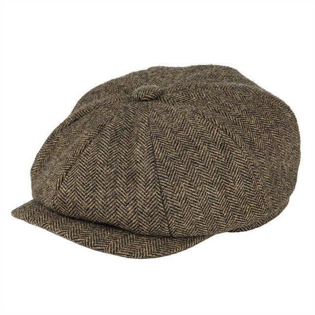 Schiebermütze Newsboy Cap Herringbone Muster