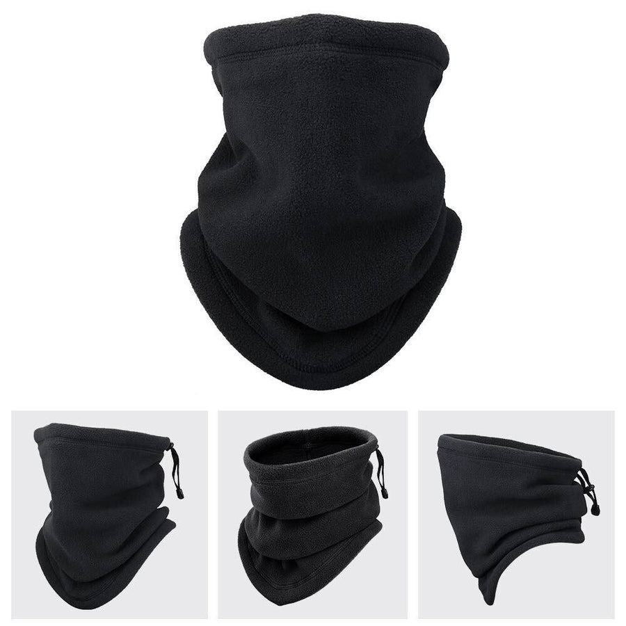 Fleece Nackenwärmer mit Kordelzug in Schwarz – Winter Neck Gaiter