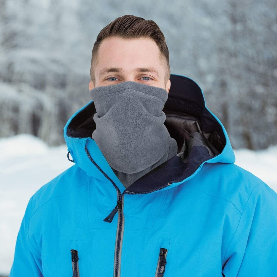 Fleece Nackenwärmer mit Kordelzug in Schwarz – Winter Neck Gaiter