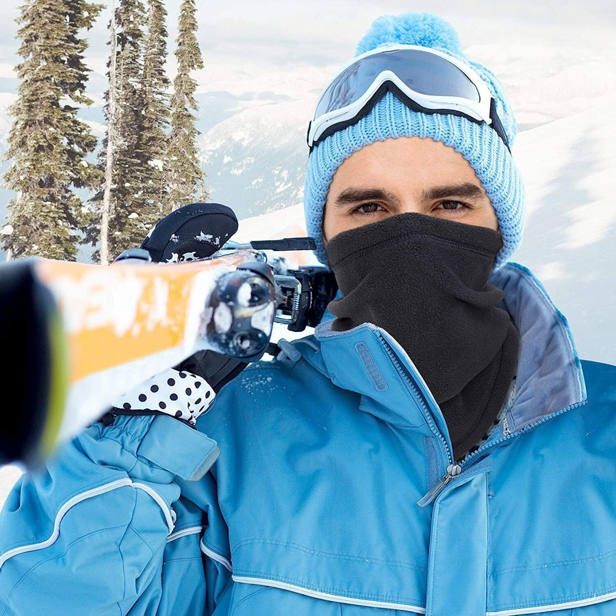 Fleece Nackenwärmer mit Kordelzug in Schwarz – Winter Neck Gaiter