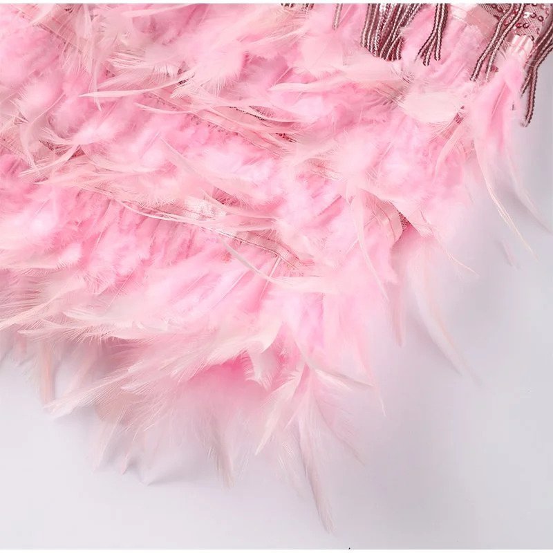 Damen Cocktailkleid mit Fransen und Federn – Elegantes Partykleid im 20er-Jahre-Stil für besondere Anlässe